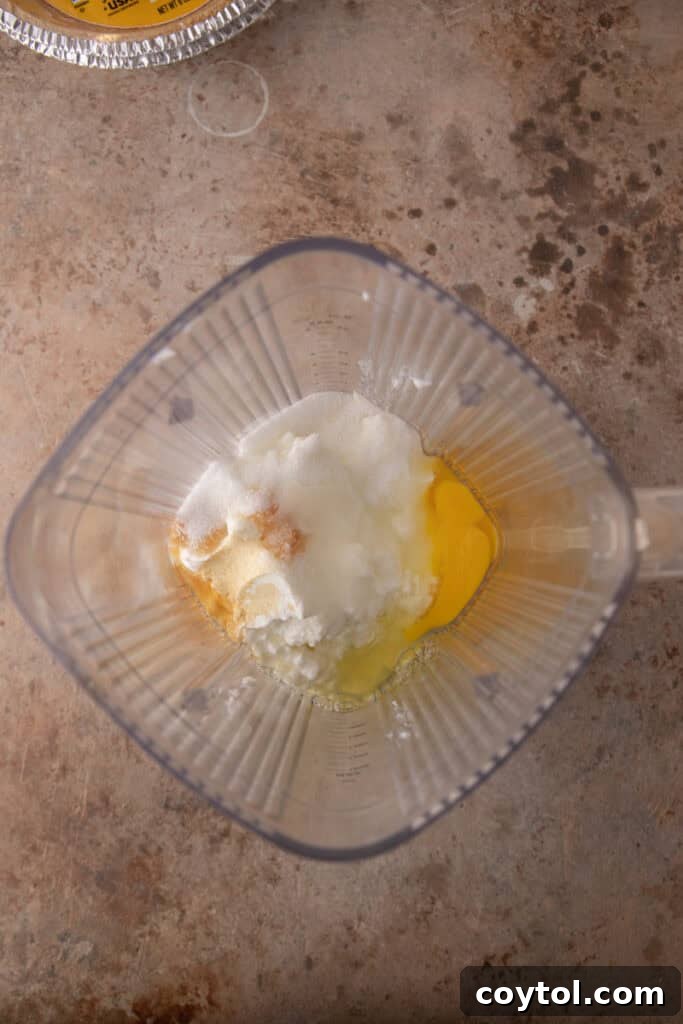 unmixed ingredients in a blender