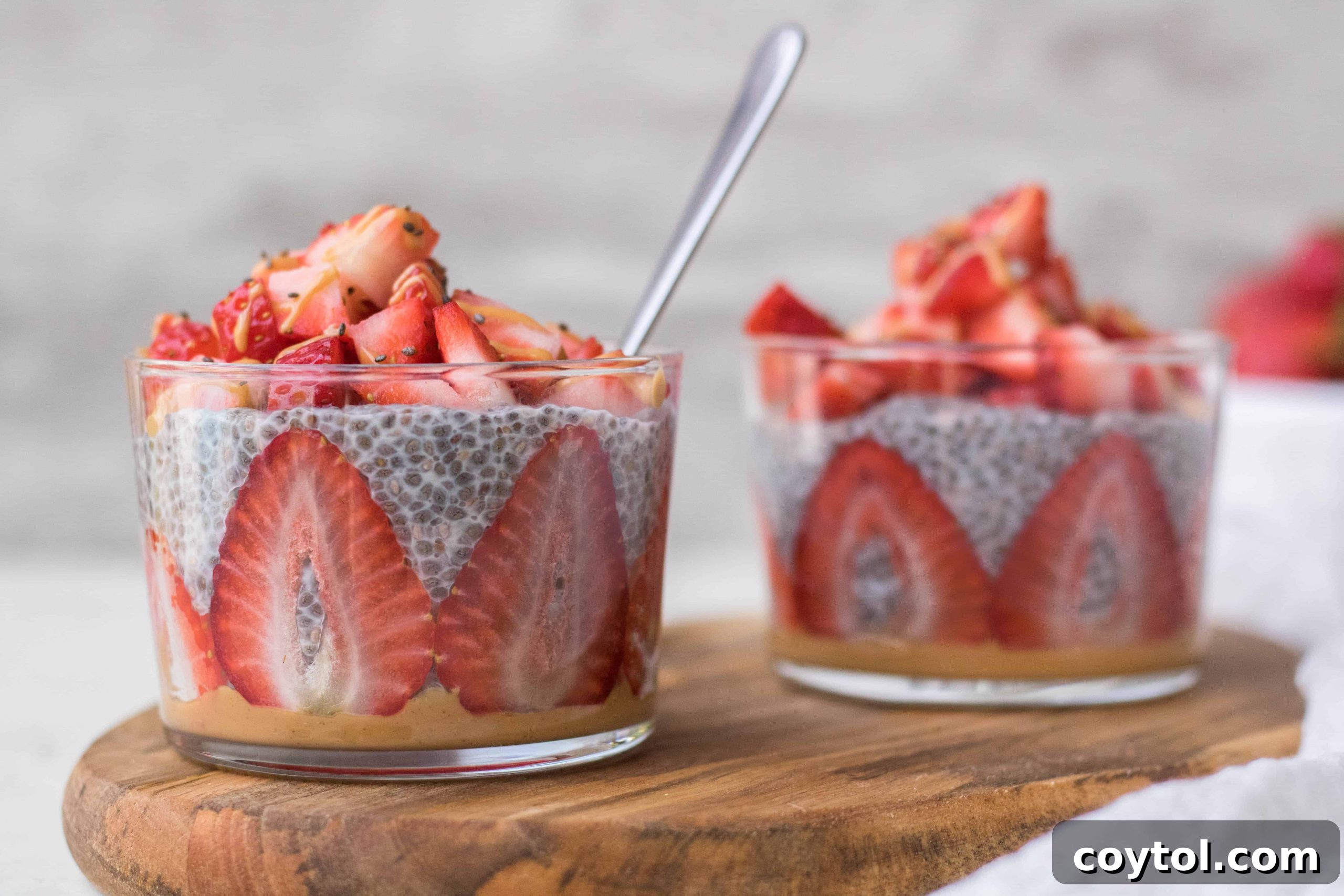 Strawberry Peanut Butter Chia Dream 22 A simple jar of overnight chia pudding, ready for a quick breakfast.