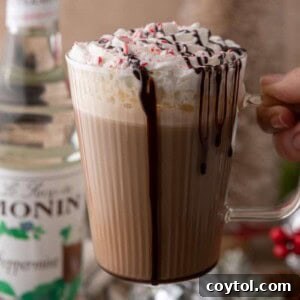 Mastering Starbucks Peppermint Mocha at Home 15 peppermint mocha starbucks recipe being held up by a hand