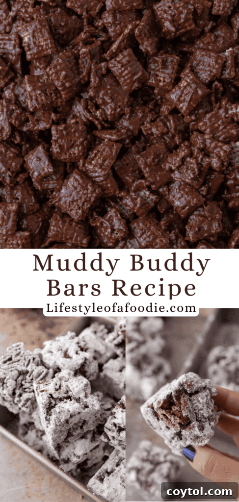 Muddy Buddy Bars recipe Pinterest pin image 3
