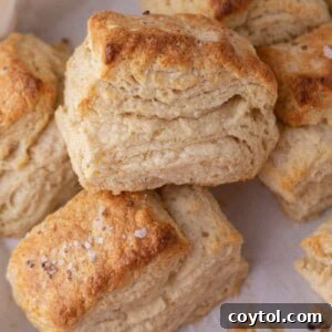 Sourdough Discard Biscuits recipe stacked on top of each other