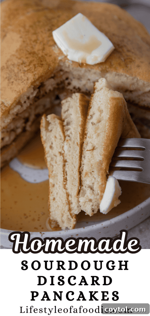 Another appealing visual of Sourdough discard pancakes for social media sharing or pinning.
