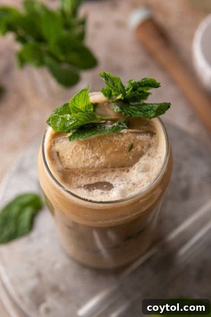 Side view of Phylz ming mojito coffee recipe
