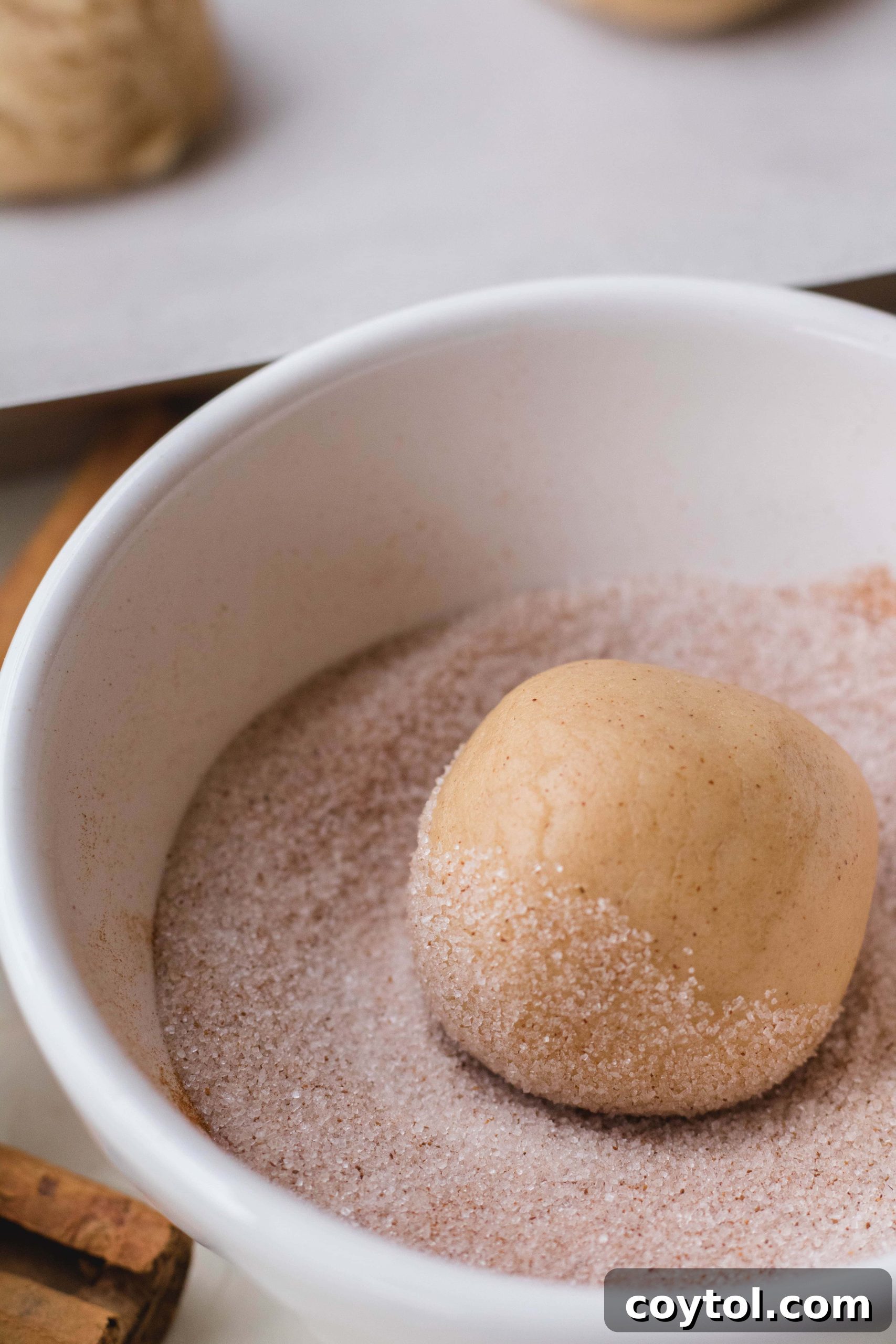 Scooping cookie dough for small batch snickerdoodles