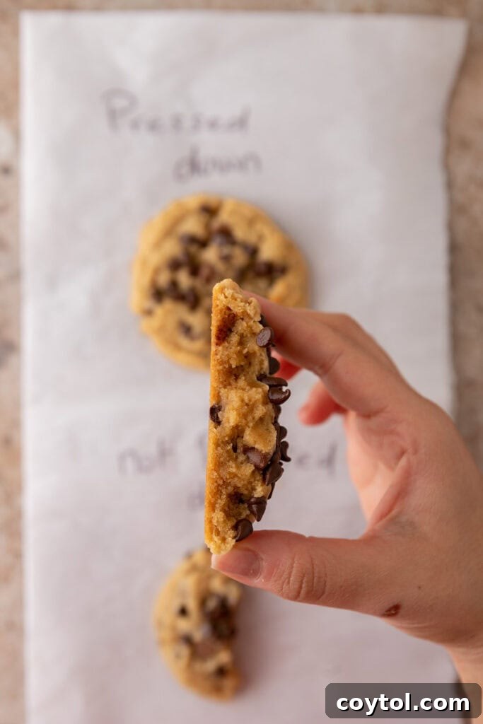 Top view of an unpressed baked cookie