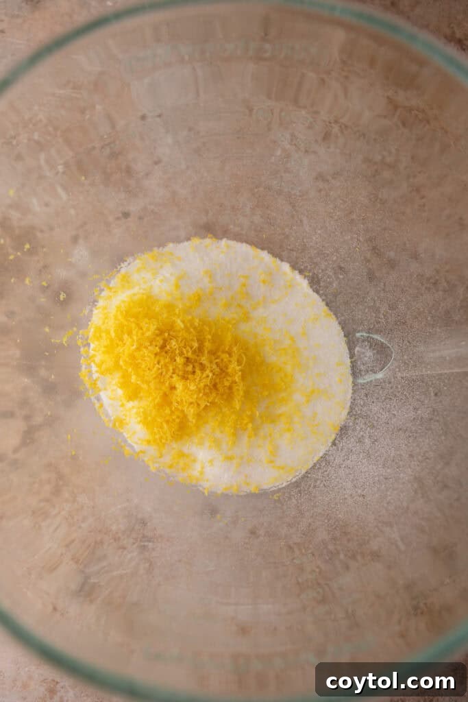 Zesty & Moist Lemon Bundt Perfection 5 Unmixed dry ingredients in a bowl