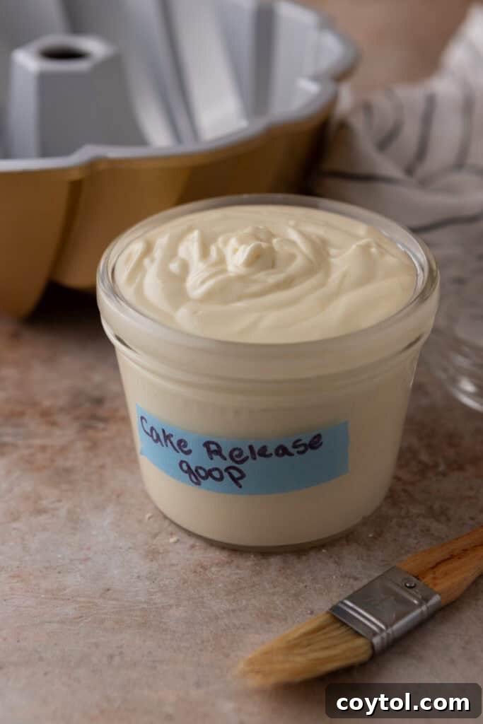 Another view of homemade cake release in a jar, showcasing its smooth texture