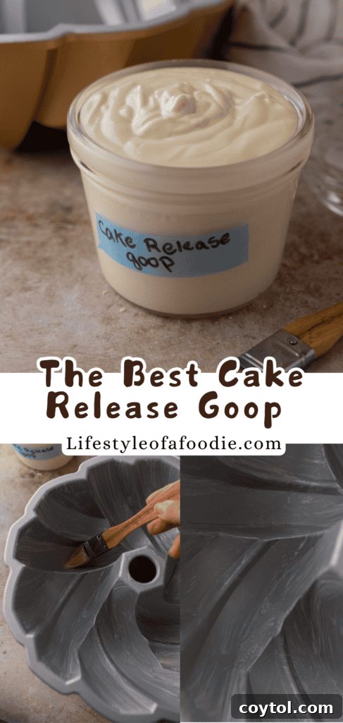 Cake Release recipe pinterest pin for vertical layout