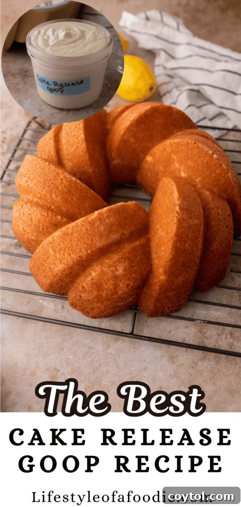 Cake Release recipe pinterest pin for horizontal layout