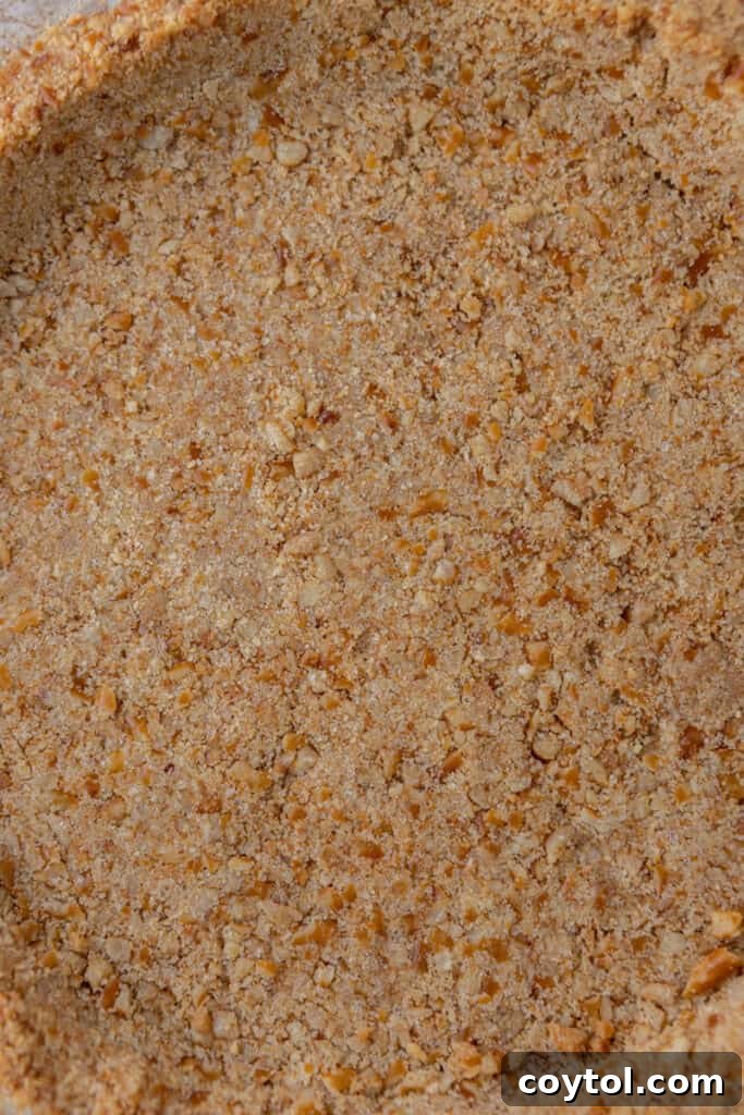 The Ultimate Salty Sweet Pretzel Pie Crust 4 Pretzel Pie Crust ready to be filled, showing a perfectly golden-brown texture.