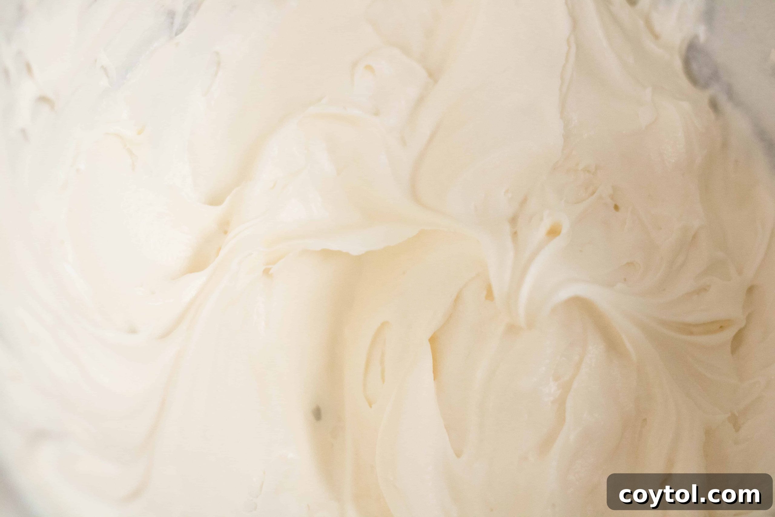 Small batch of cream cheese frosting in a bowl