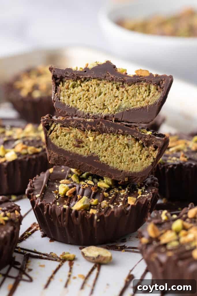 Dubai chocolate cups recipe stacked on top of each other