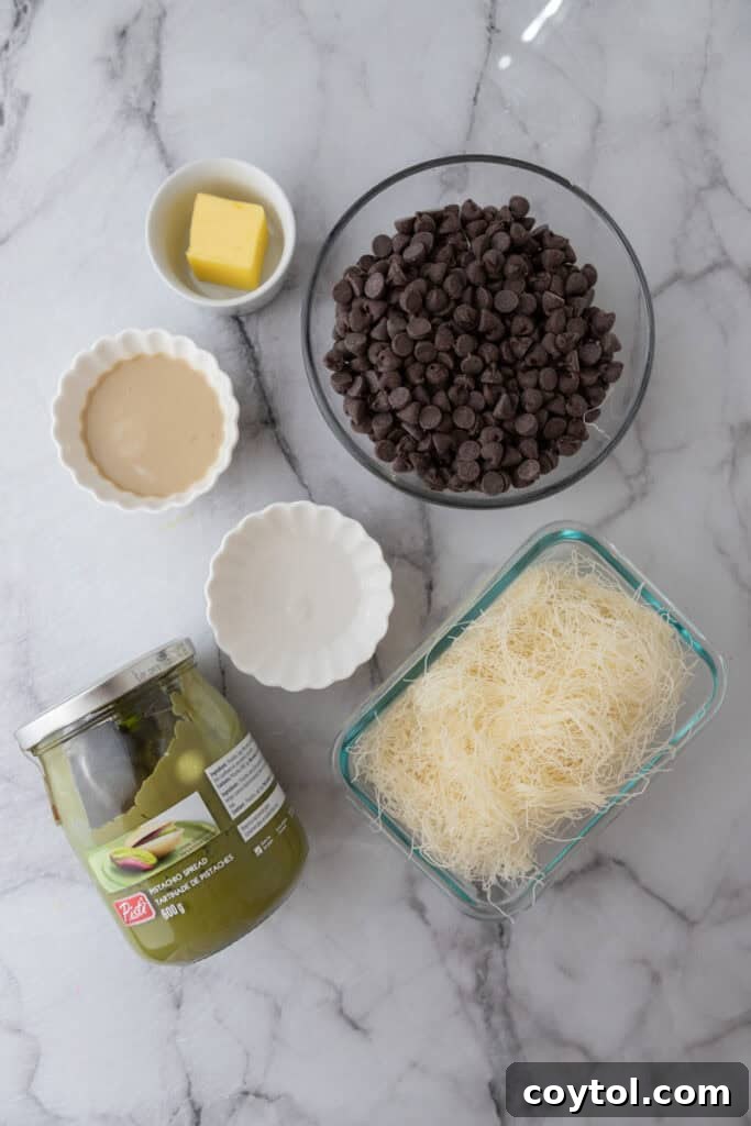 Dubai chocolate cups recipe ingredients