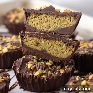 Dubai chocolate cups recipe stacked on top of each other