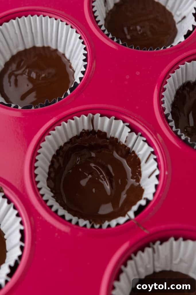 melted ingredients in a muffin liner