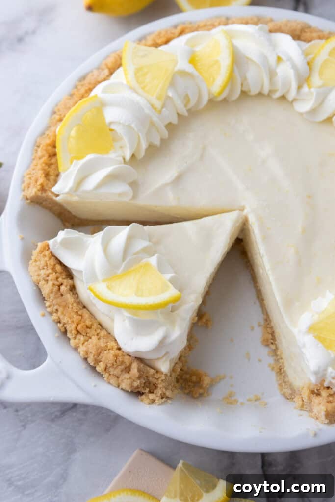 no bake lemon pie overhead shot