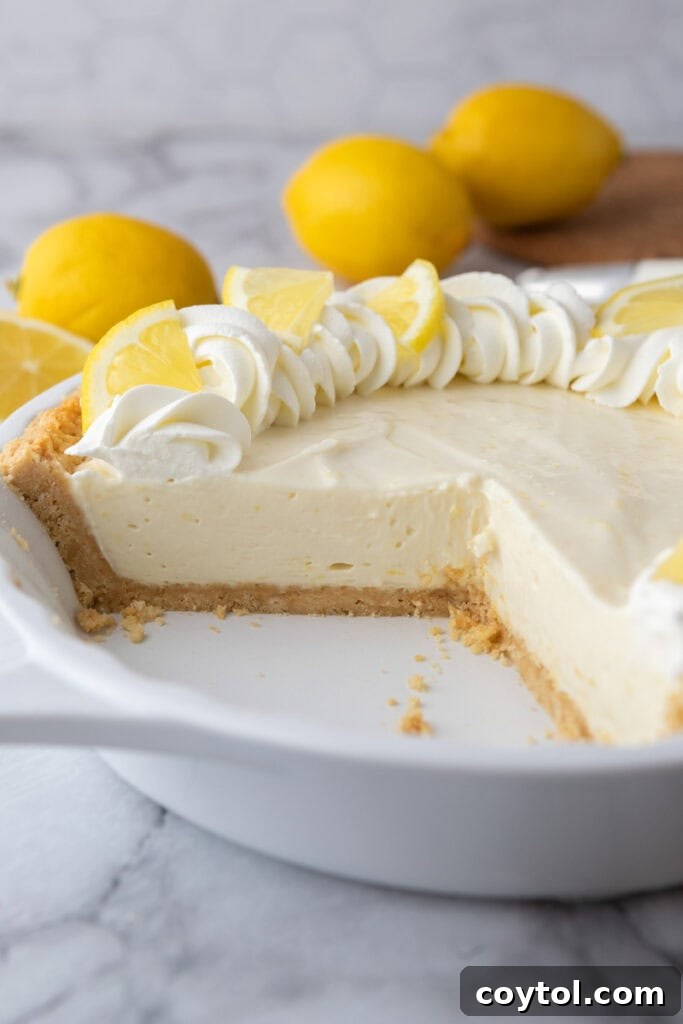no bake lemon pie overhead shot