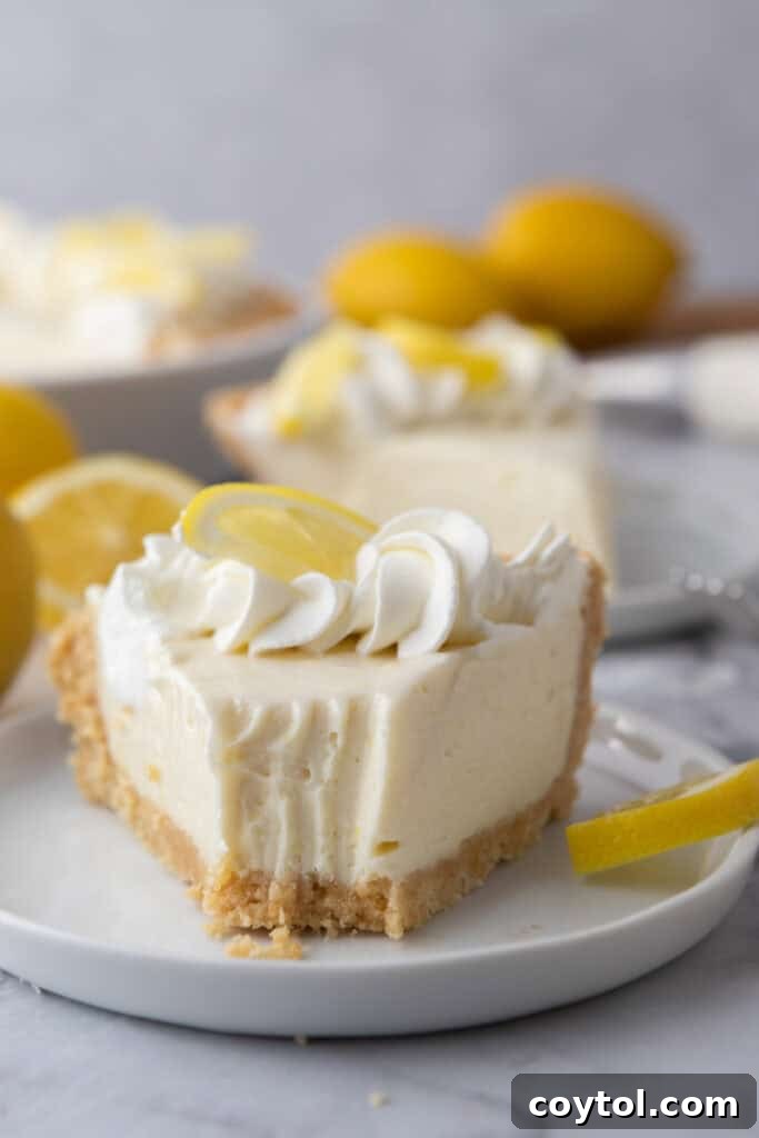 slice of the no bake lemon pie recipe