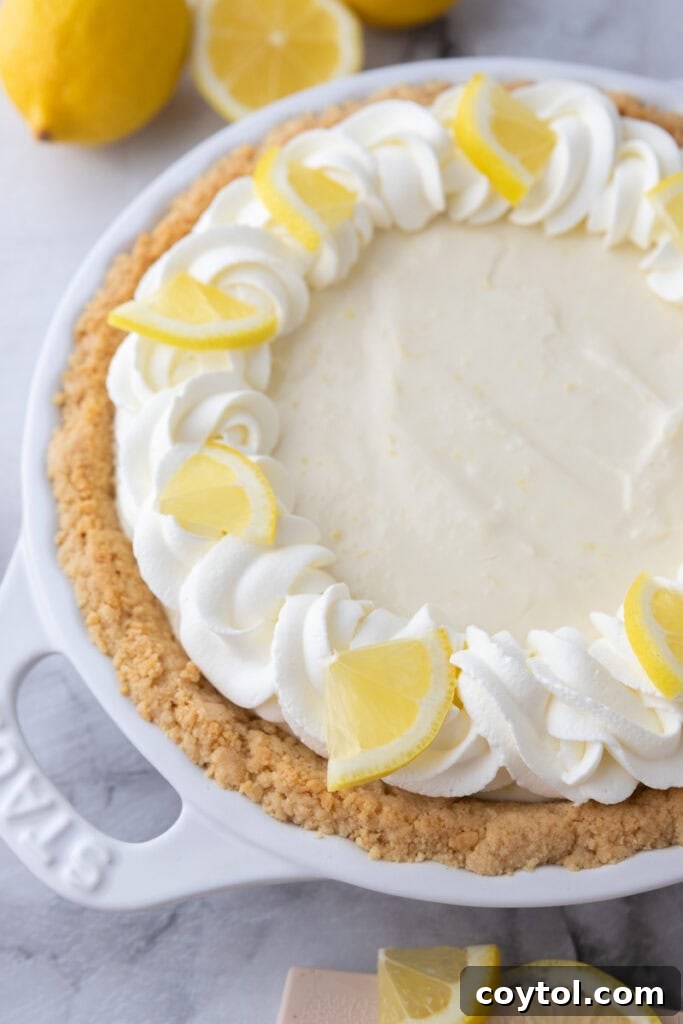 overhead shot of the no bake lemon pie recipe