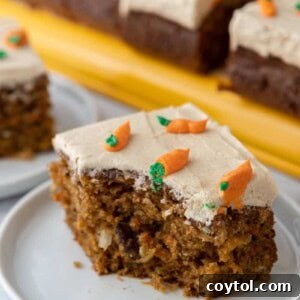 a slice of the Carrot Cake Sheet Cake