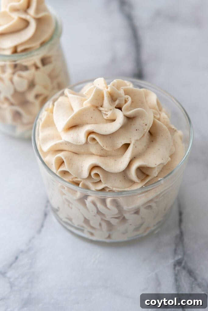 overhead view of the Brown Butter Frosting Recipe in a jar