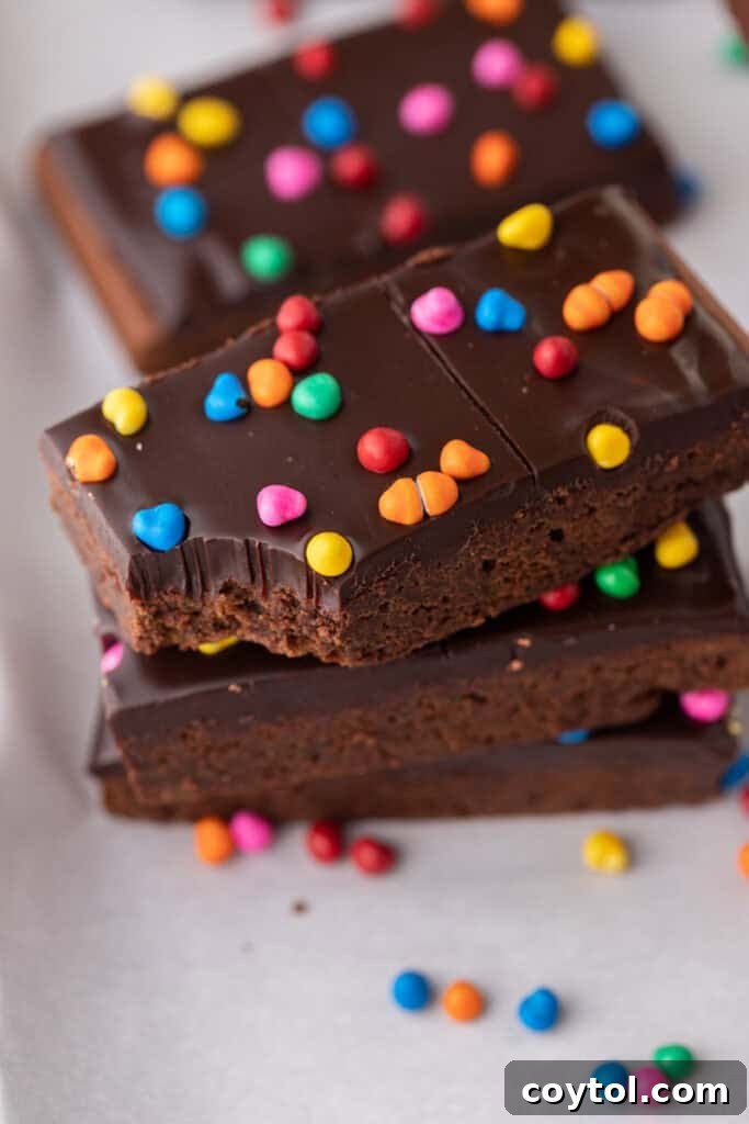 Cosmic Brownies recipe stacked on top of each other
