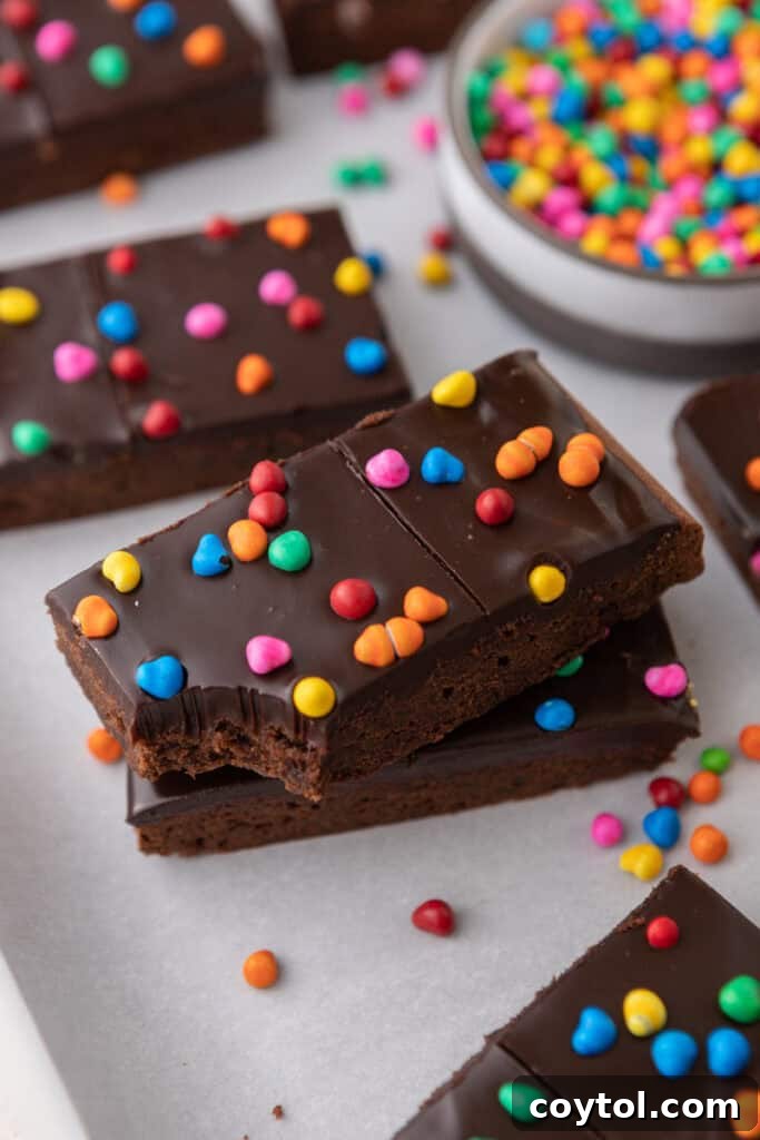 Cosmic Brownies recipe stacked on top of each other