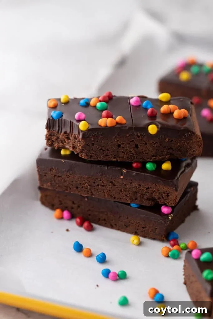 Cosmic Brownies recipe stacked on top of each other