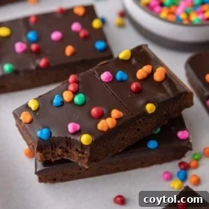 Cosmic Brownies recipe stacked on top of each other