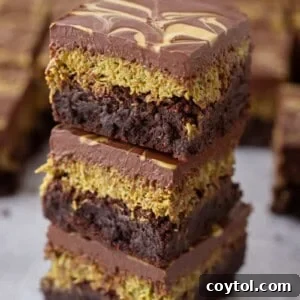 Dubai Chocolate Brownies Recipe stacked on top of each other, showing multiple layers.
