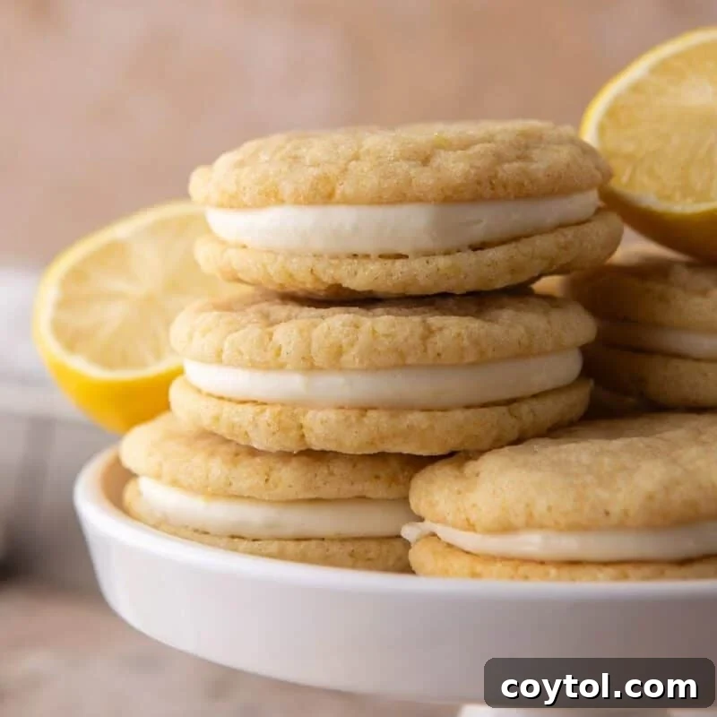 Freshly baked lemon sugar cookies cooling on a parchment-lined baking sheet.