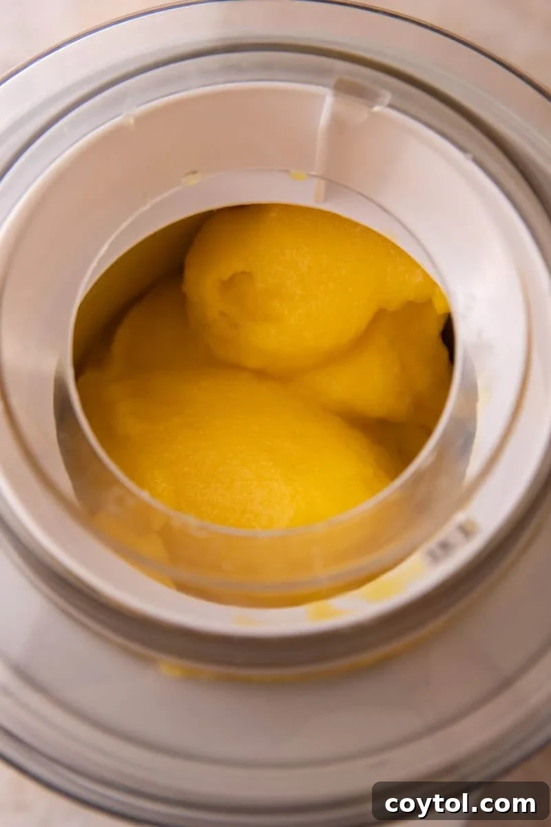 Ice cream machine churning to soft serve consistency in an ice cream maker