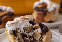 S’mores Cinnamon Rolls with Toasted Marshmallow & Chocolate
