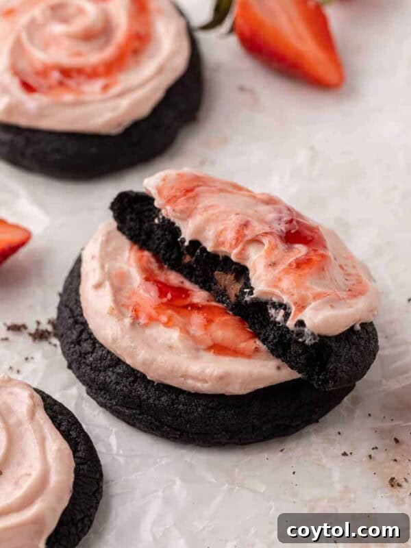 Chocolate strawberry cheesecake cookies
